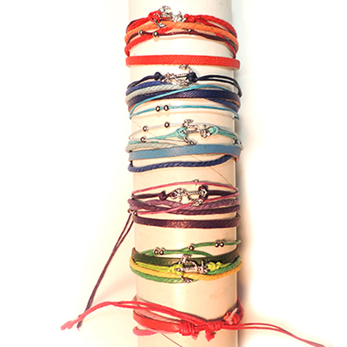 Cord/Leather w/ Metal Anchor Adjustable Bracelet