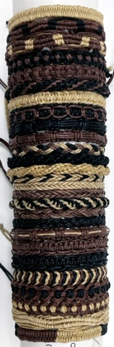 Woven Cord Natural Colors Adjustable Slider Bracelet