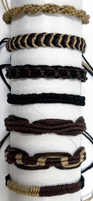 Woven Cord Natural Colors Adjustable Slider Bracelet
