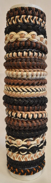 Woven Leather/Cord Natural Colors Adjustable Slider Bracelet