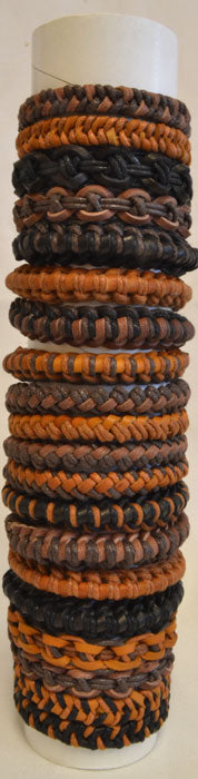 Woven Leather/Cord Natural Colors Adjustable Slider Bracelet
