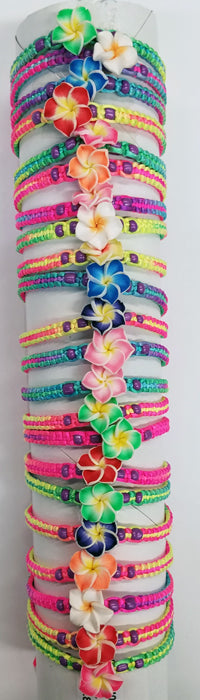 Woven Colorful Cord w/ Flower Bracelet