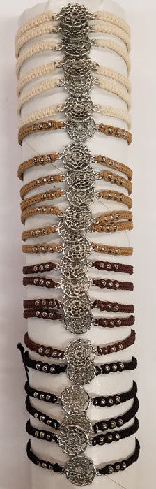 Woven Earth Tone Cord Metal Dream Catcher Bracelet