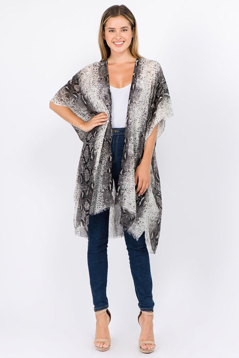 Black Snake Print Kimono
