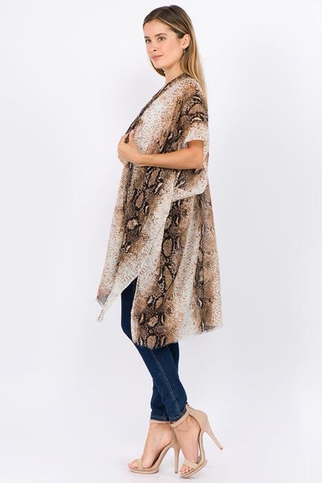 Brown Snake Print Kimono