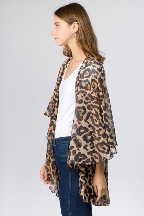 Camel Leopard Print Shawl