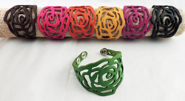 Rose Cutout Leather Bracelet