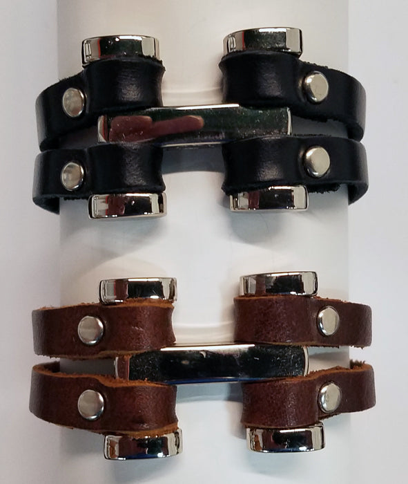 Double Strand w/ Metal H Leather Bracelet