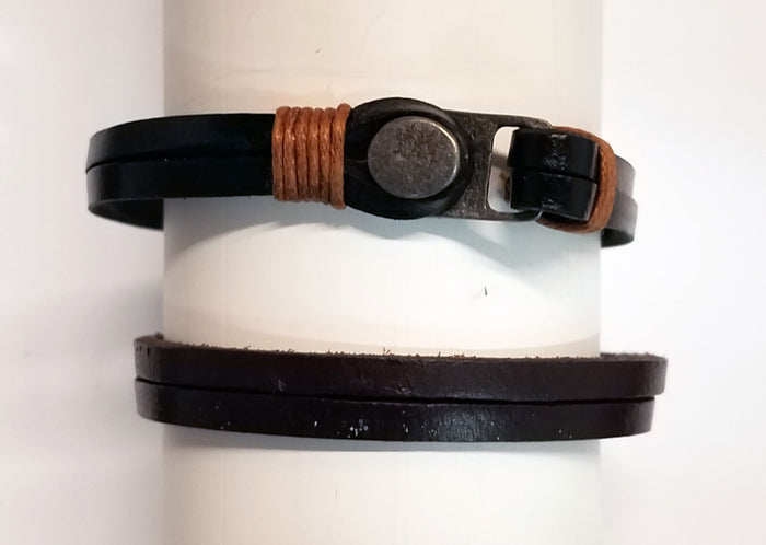 Double Strip Leather Bracelet