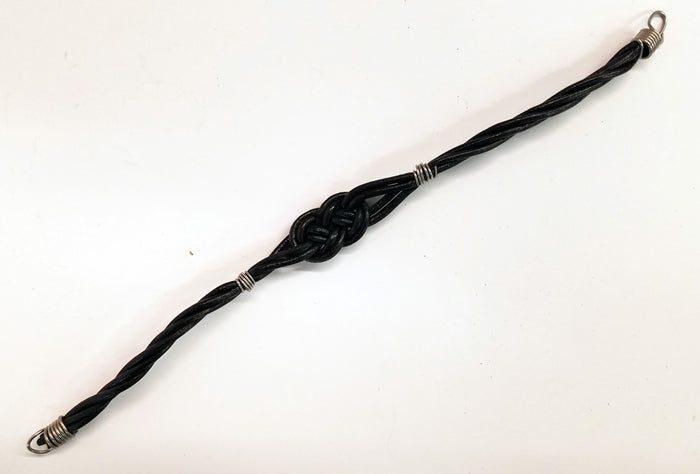 Black Leather Woven Celtic Knot Bracelet