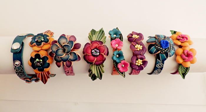 Leather Flower Bracelet