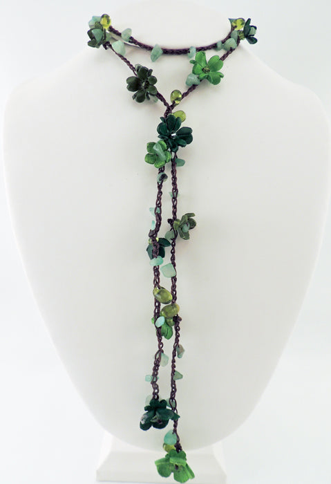 Stones w Leather Lariat