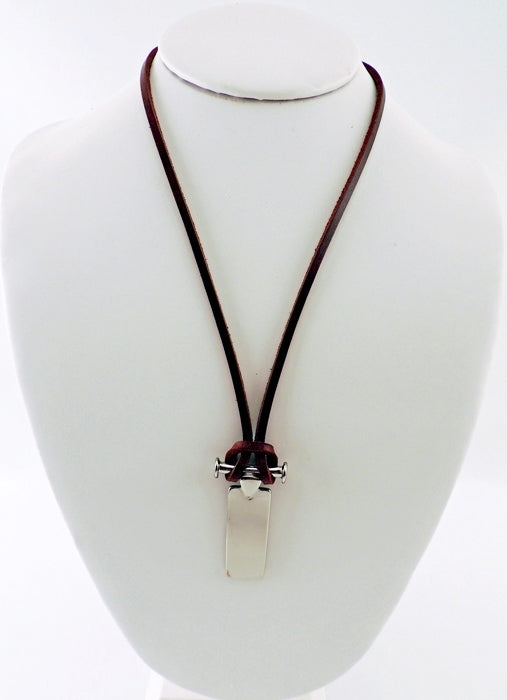 Stainless Steel Plate Leather Necklace