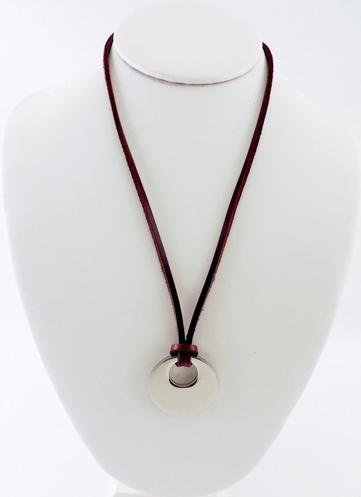 Stainless Circle Leather Necklace