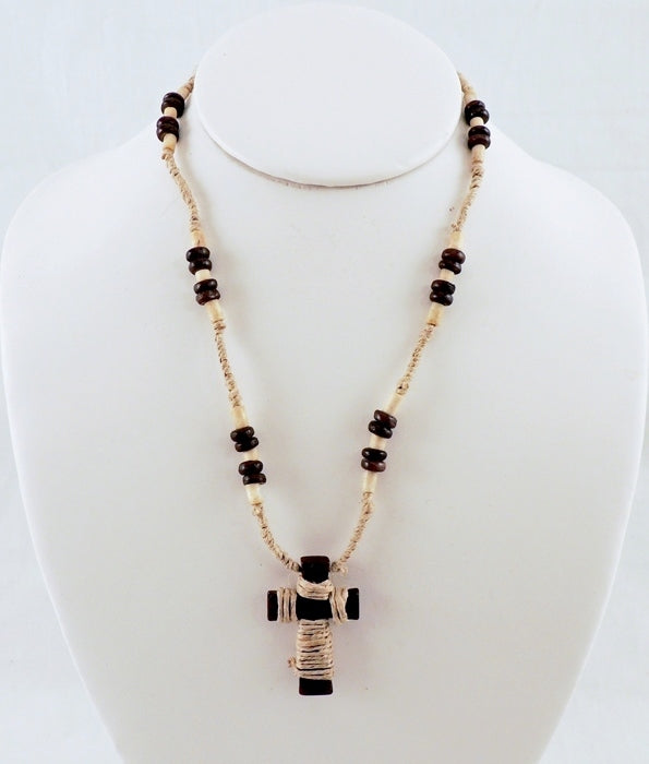 Wood Cross Hemp Choker