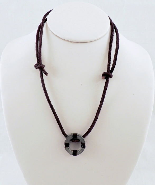 Pewter Lifesaver Ring Leather Choker