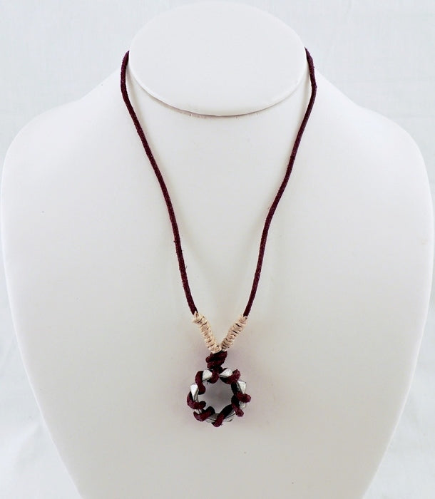 Pewter Wrapped Ring Leather Choker