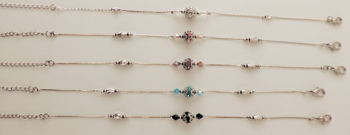 Crystal Circle Beads Adjustable Metal Ankle Bracelets
