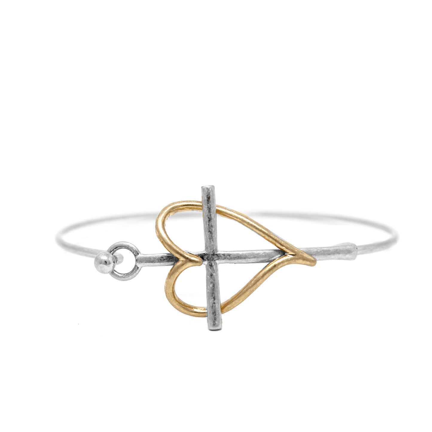 SIlver & Gold Cross/Heart Pin/Loop Bracelet