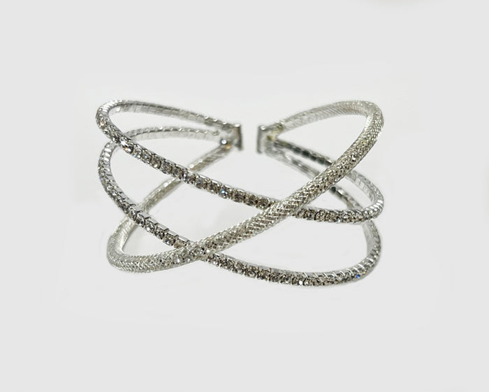 Crystal Triple Strand Cuff Bracelet