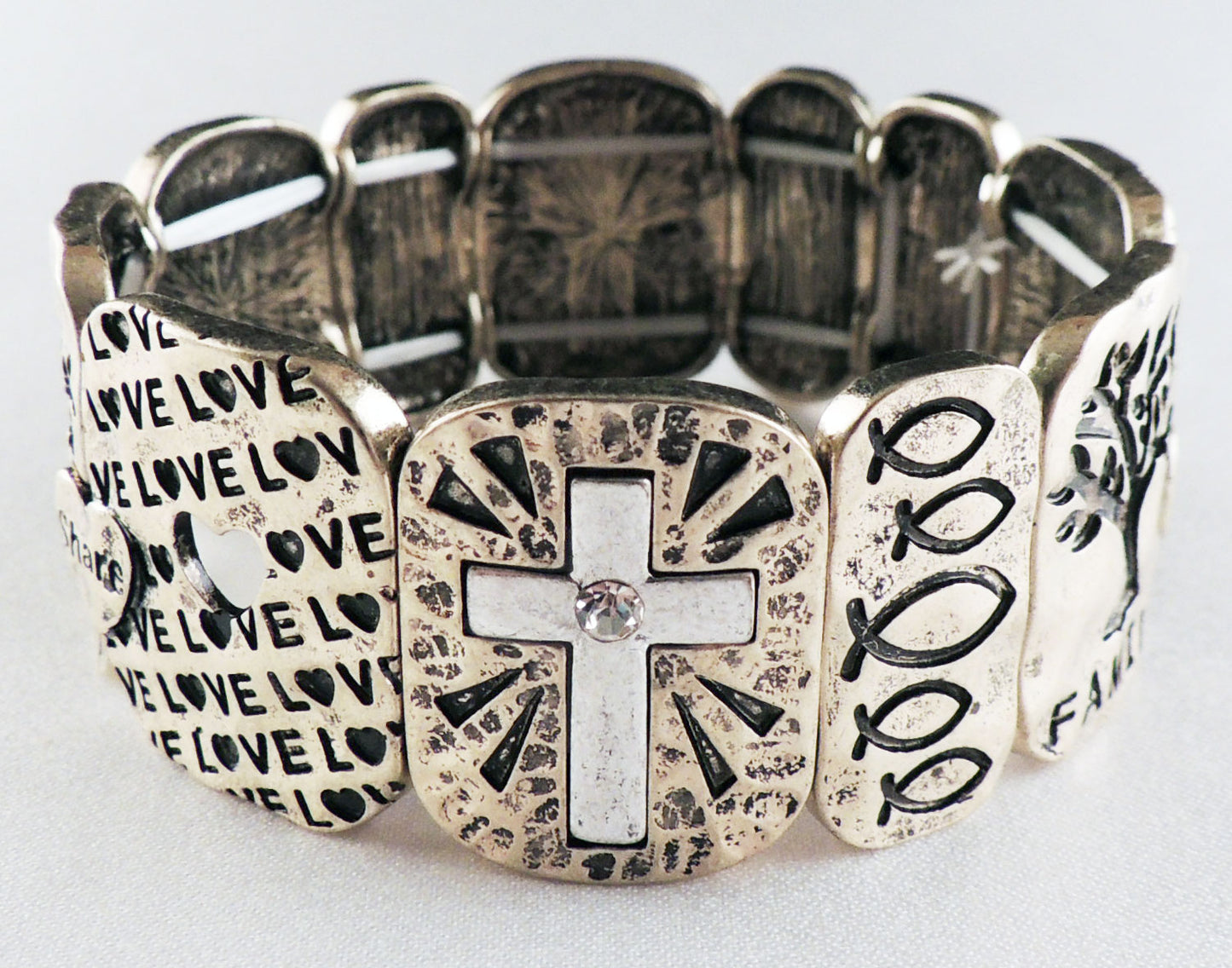 Gold Religious Themed Stretch Bracelet