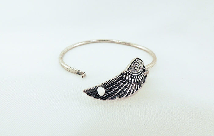 Silver Wing w/ Crystals Cuff Bracelet