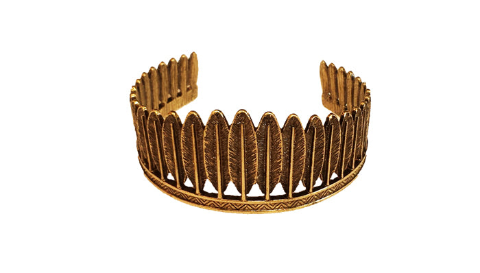 Gold Circle Of Feathers Bangle