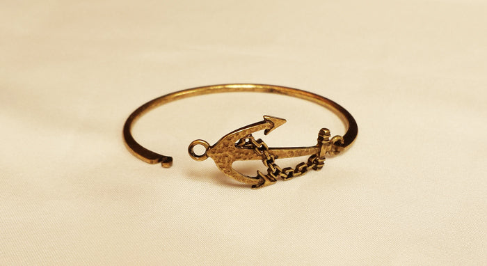 Gold Metal Anchor Cuff Bracelet