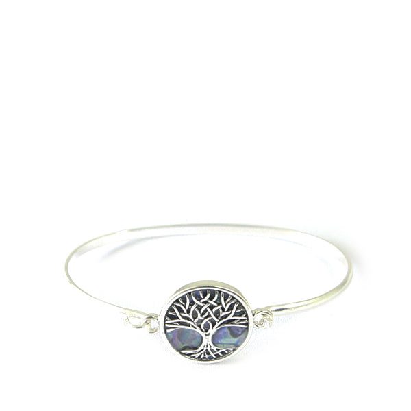 Silver Round Tree w/ Shell Bracelet