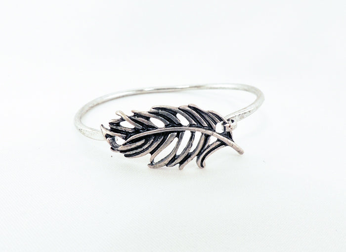 Silver Feather Cuff Bracelet