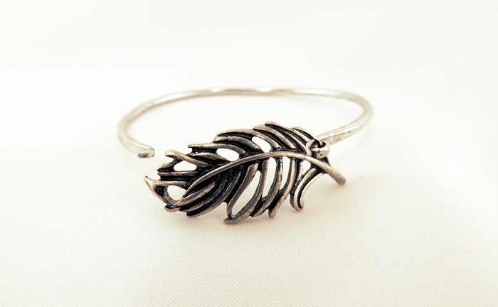 Silver Feather Cuff Bracelet