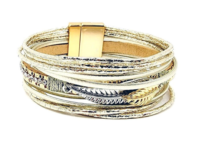 Nine Strands w/ Metal Leaf Bracelet