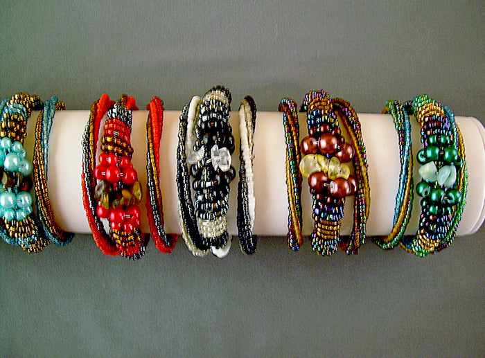 Beads w/ Stones Multi Band Wrap Bracelet