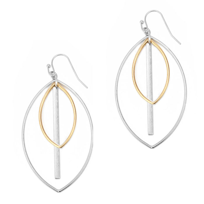Double Oval w/ Vertical Bar Earrings - Multicolor