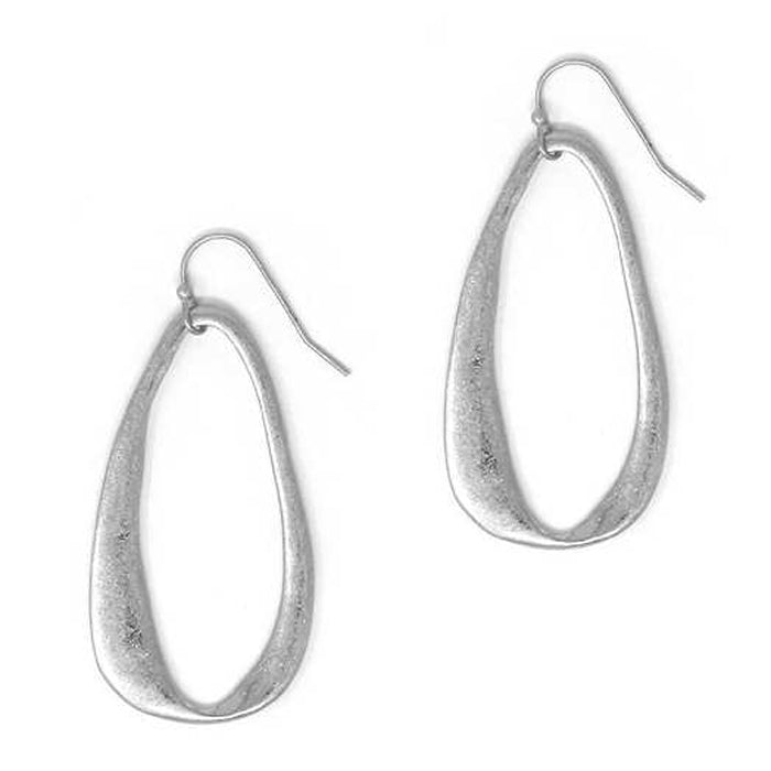Silver Long Twisted Teardrop Earrings