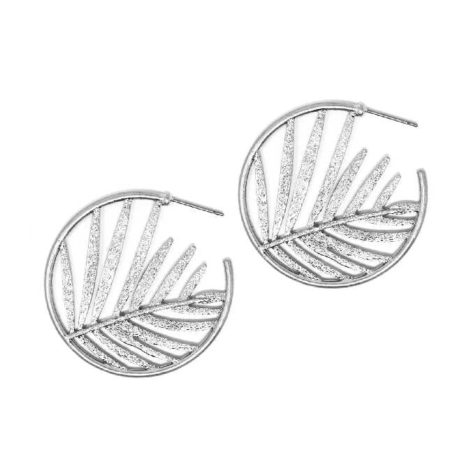 Circle Leaf Post Earrings