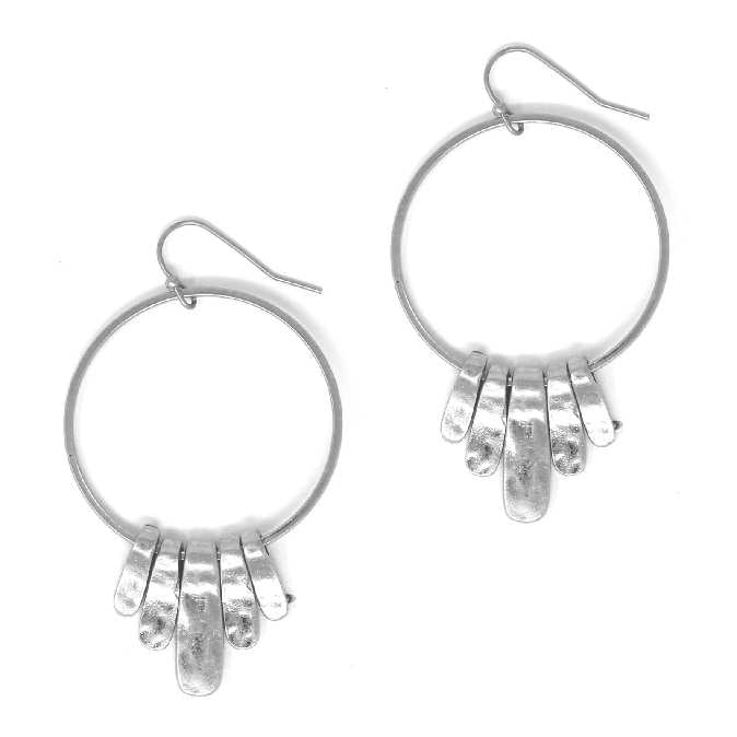 Silver Hoop w/ Five Fingers Earrings