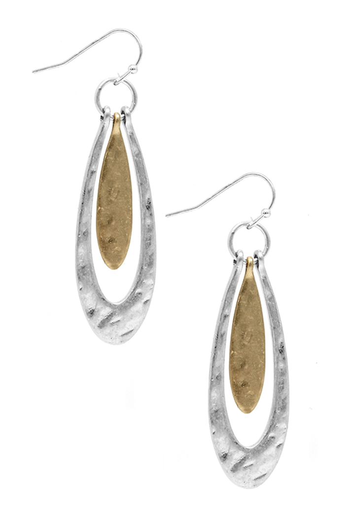 Double Teardrop Earrings - Gold on Silver