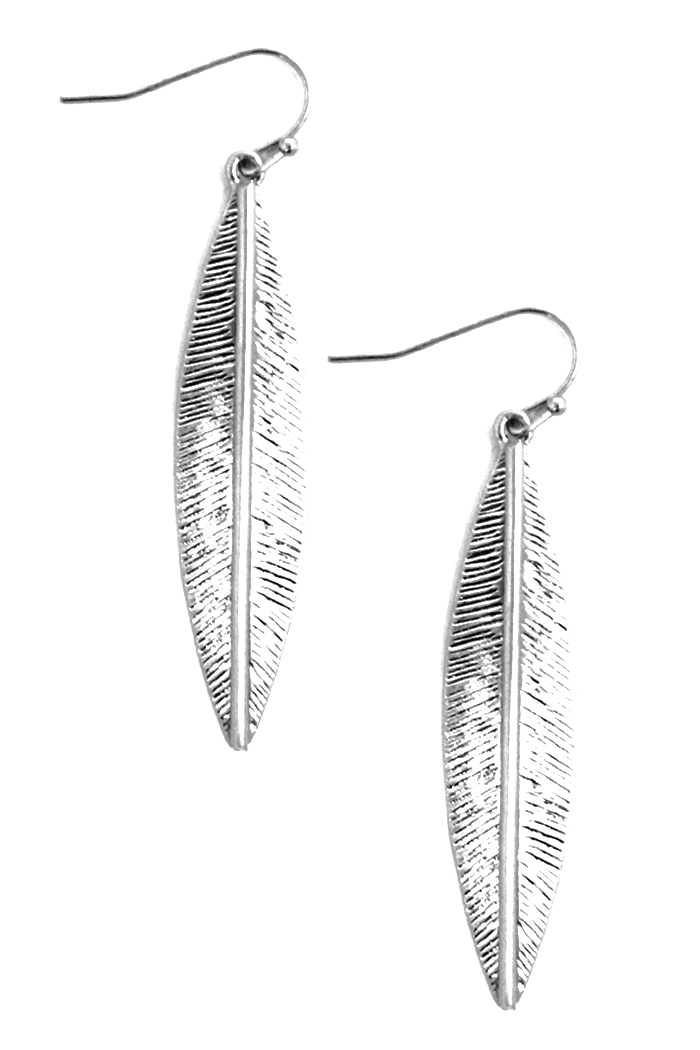Long Leaf Silver Earrings