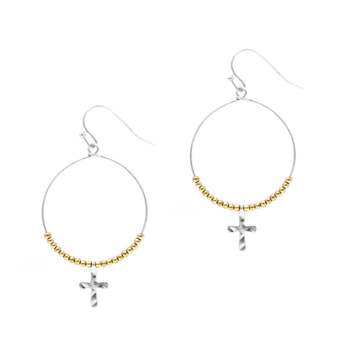 Hoop w/ Beads - Cross - Multicolor Earrings