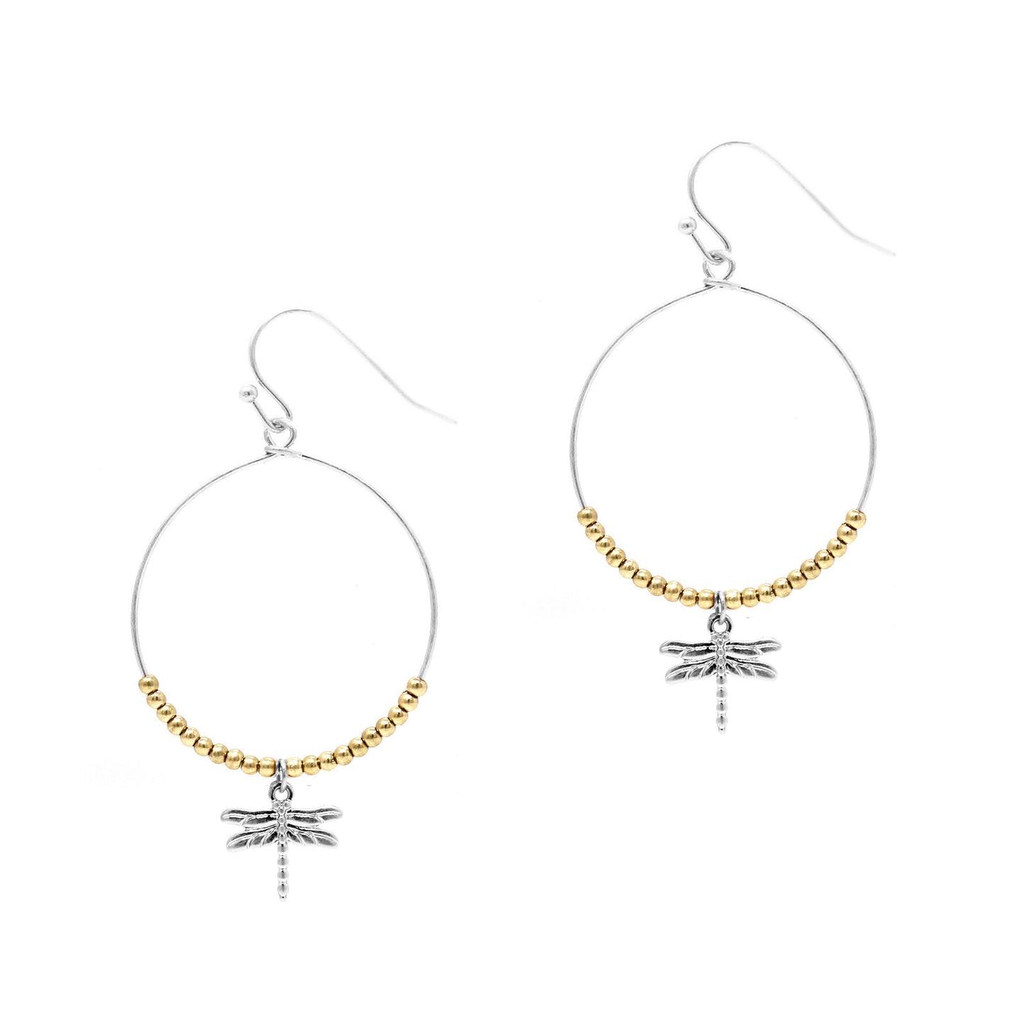 Hoop w/ Beads - Dragonfly - Multicolor Earrings