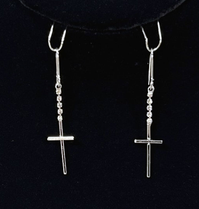 Dangle Cross w/ Crystals Earrings