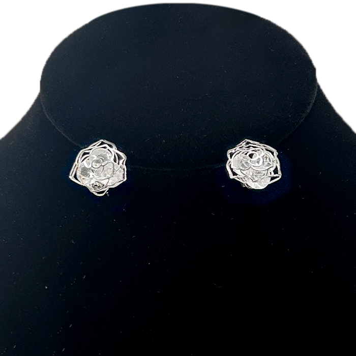 Flower Cage w/ Crystals - Post Earrings