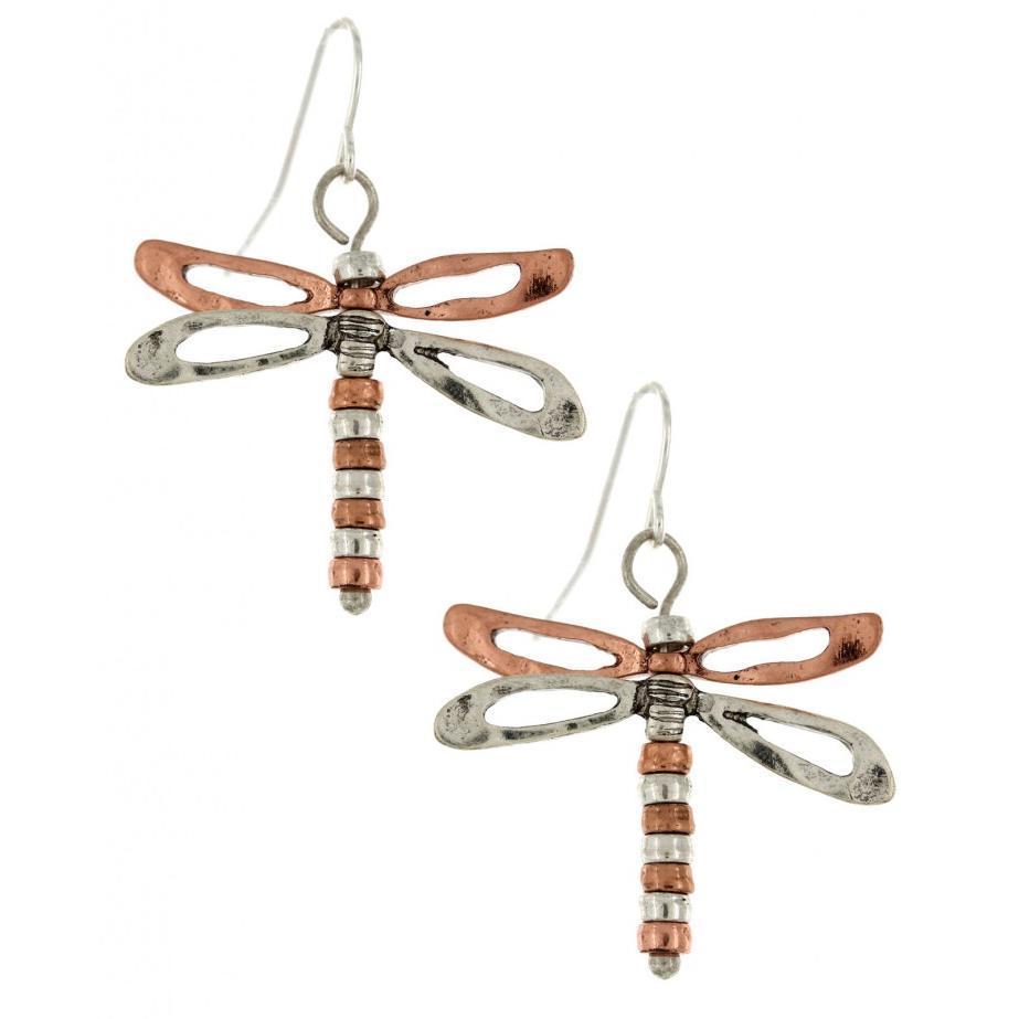 Cutout Dragonfly Earrings - Silver/Copper