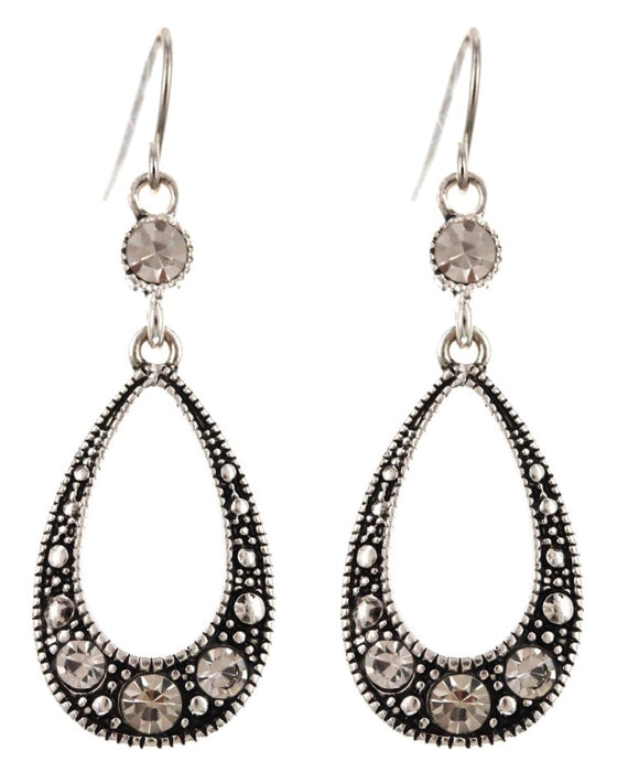 Open Teardrop w/ Crystals Earrings