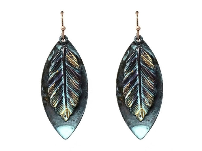 Double Patina Leaf Earrings