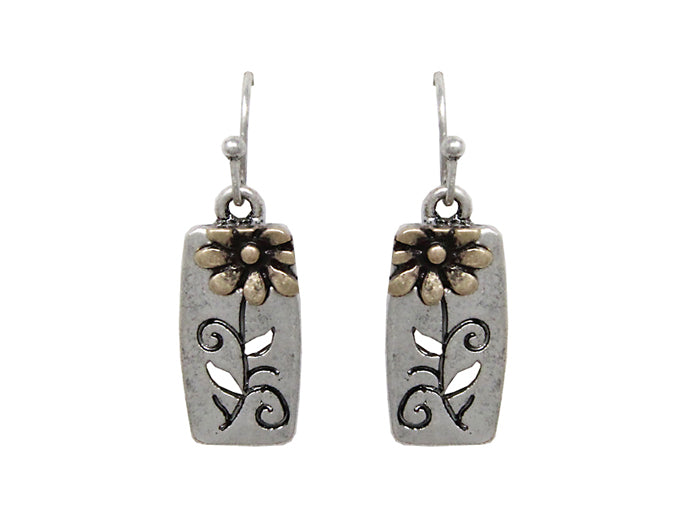 Flower - Silver w/ Gold Earrings