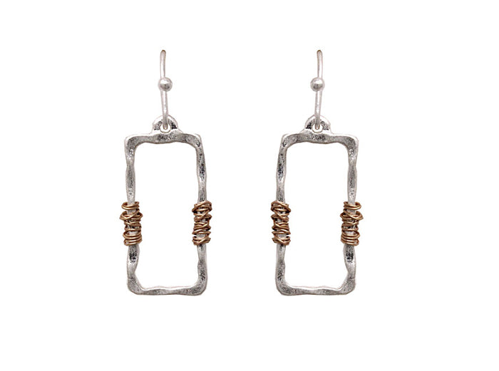 Rectangle w/ Wire Earrings - Silver