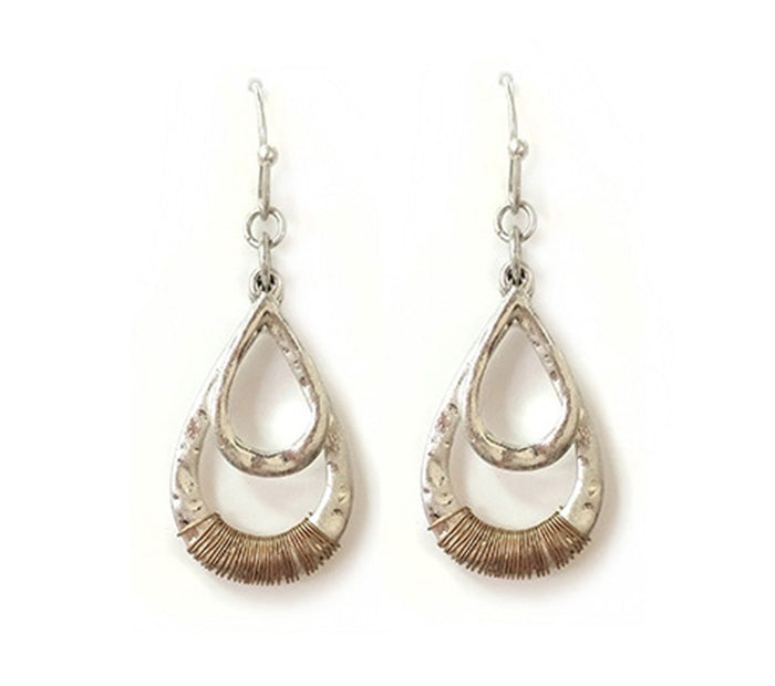 Double Teardrop - Gold Wire Earrings