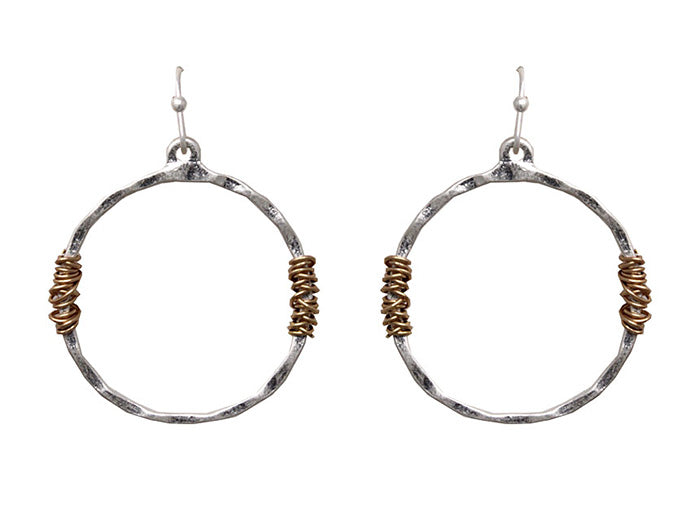 Hammered Circle Earrings Silver